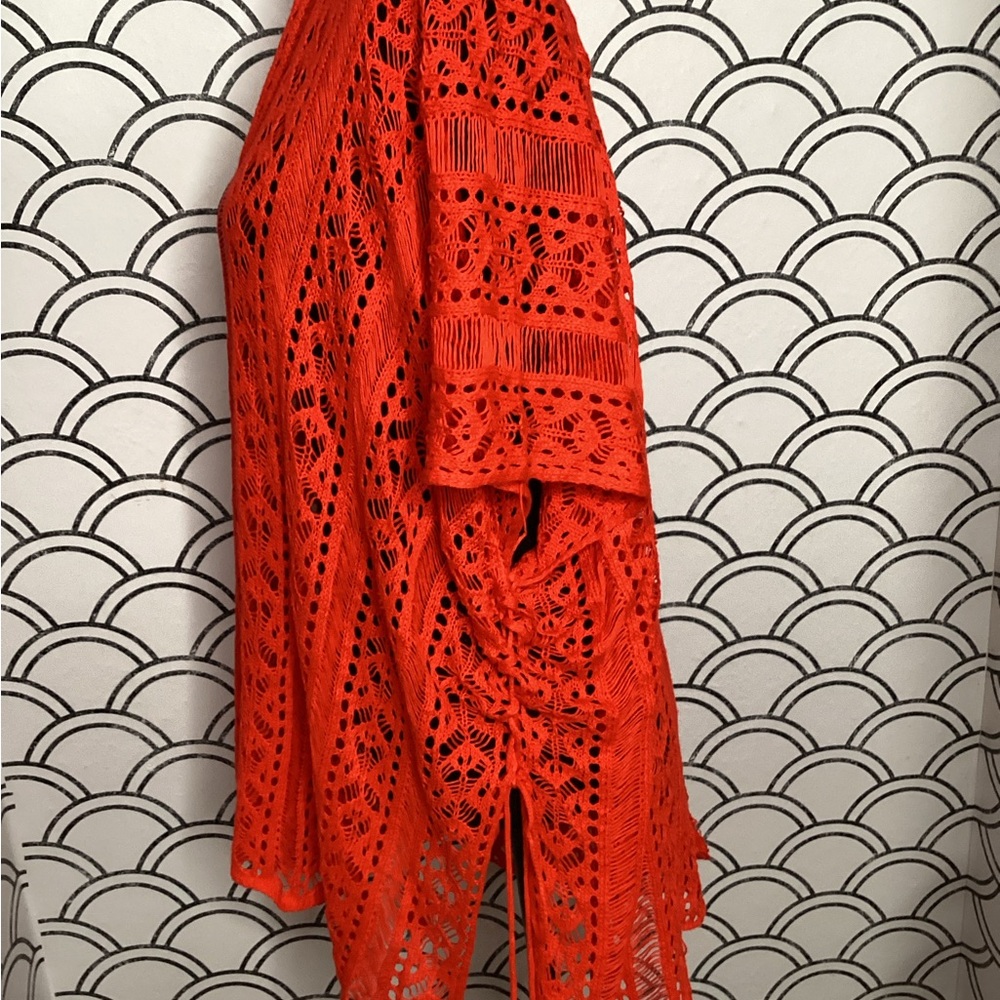 Vibrant Orange Crochet Cover-Up – One Size | Beach-Ready Boho with Bold Flair - Picture 9 of 9